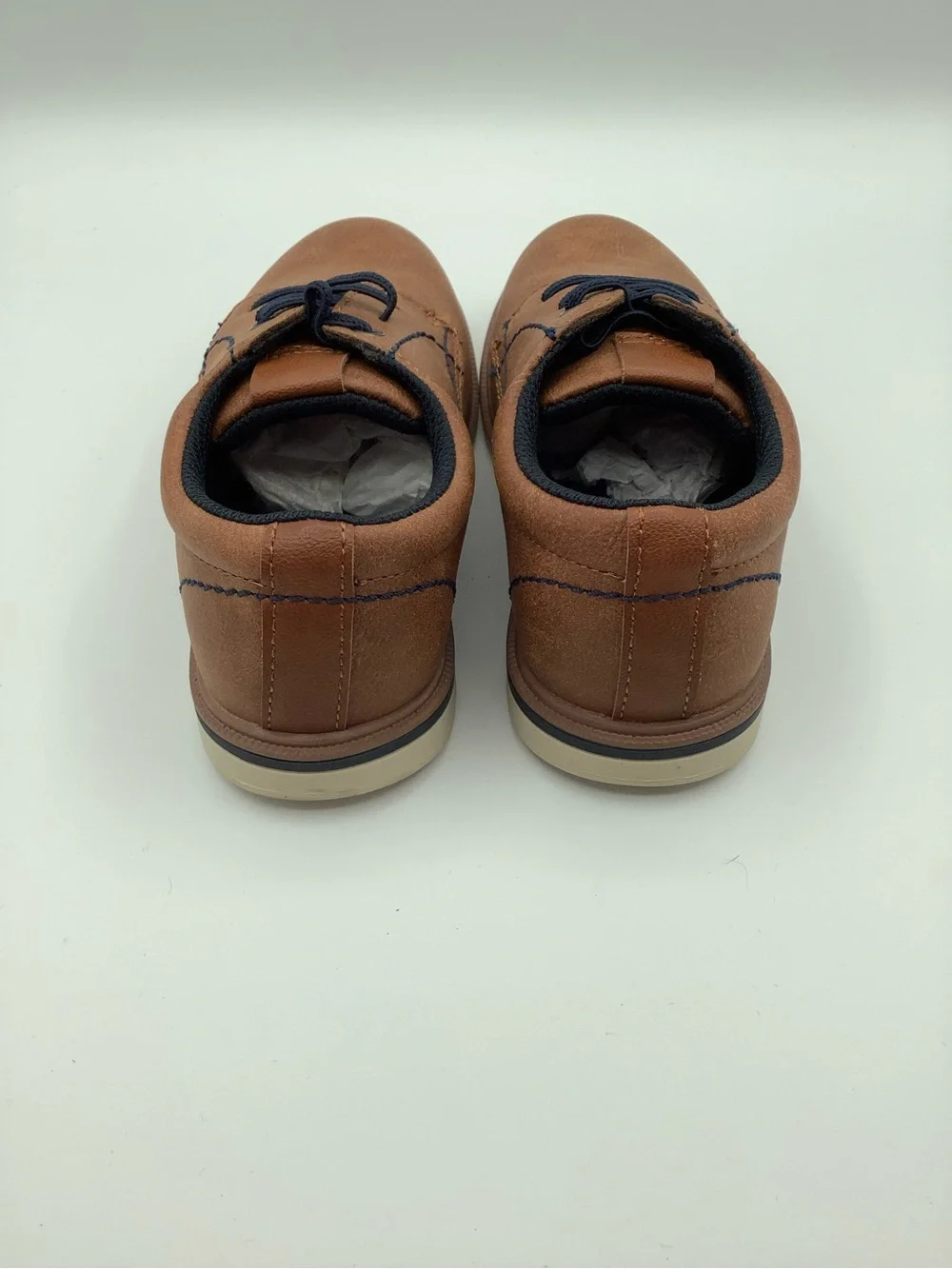 Youth Tan Dress Shoes with Navy Laces